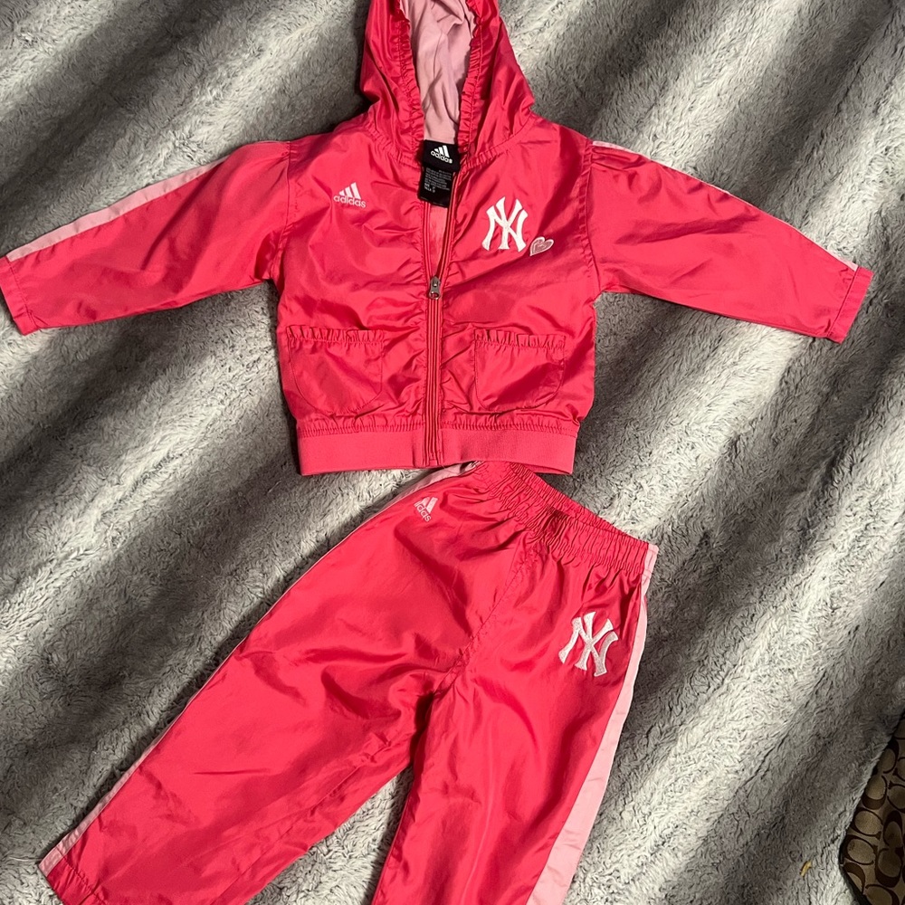 Adidas pink tracksuit 2T